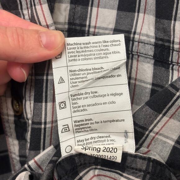 Carhartt Men’s Short Sleeve Button Down Shirt – Black White Plaid – Relaxed Fit - Picture 7 of 16